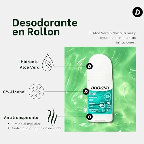 Babaria ▫️ Desodorizante Antitranspirante com Aloe Vera em Roll-On, 50 ml 2