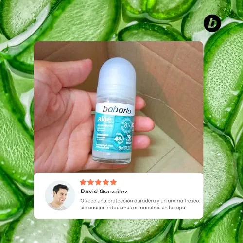 Babaria ▫️ Desodorizante Antitranspirante com Aloe Vera em Roll-On, 50 ml 5