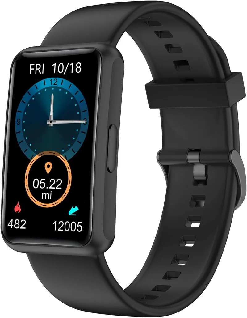 HUAKUA ▫️ Smartwatch sem Bluetooth, sem aplicação, pulseira de atividade de 1,47 polegadas com contador de calorias, monitor de sono, despertador, cronómetro, à prova de água IP68, temporizador para caminhadas (preto)