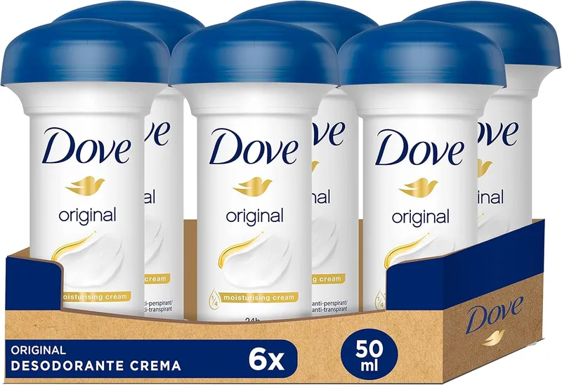 Dove ▫️ Original Creme Desodorizante Antitranspirante 50ml, 6 unidades