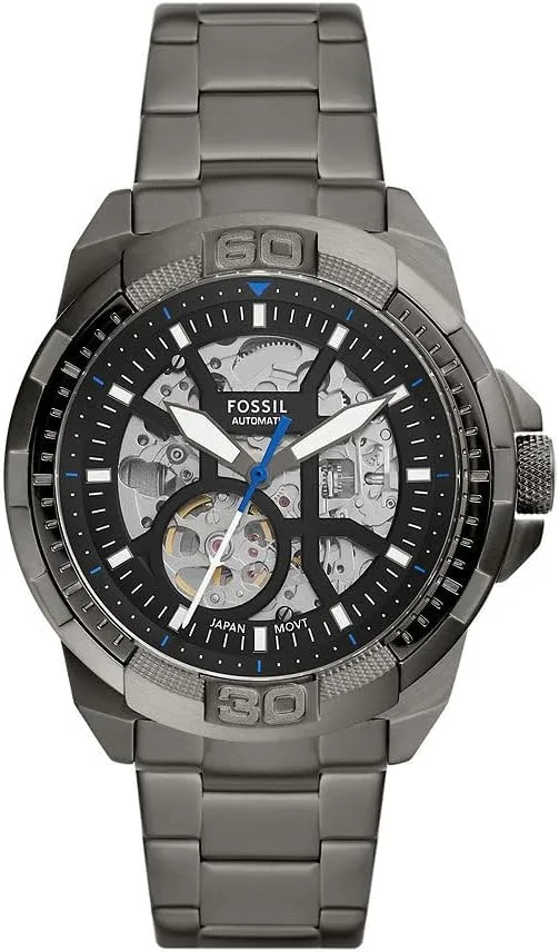 Relógio Fossil Bronson para homem, movimento automático com bracelete em pele, nylon ou aço inoxidável