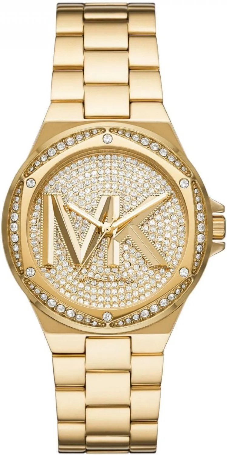 Michael Kors Lennox Women's Watch, Three Hands Quartz Movement in Gold Tone with Stainless Steel Strap (Relógio feminino Michael Kors Lennox, movimento de quartzo a três ponteiros em tom dourado com bracelete em aço inoxidável)