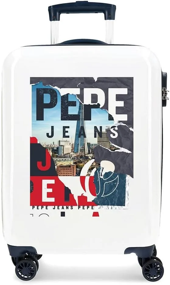 Pepe Jeans ▫️ Digital Mala de cabine, Branca, Rígida, 4 rodas duplas | Bagagem de mão