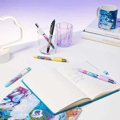 BIC ▫️ Canetas Decor, Embalagem com 5 canetas de 4 cores com design «Botanical» sortido e tinta azul, verde, vermelha e preta, Canetas de 1,0 mm 6