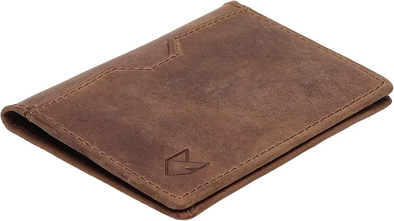 FOXHACKLE ▫️ Porta-cartões de crédito em pele para homem e mulher, porta-cartões fino e dobrável com proteção RFID, bolso frontal fino, porta-cartões minimalista, pequena capa para