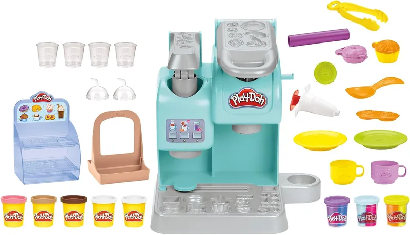 Play-Doh ▫️ Kitchen Creations - Super Cafetaria - Cafeteira de brincar com 20 acessórios e 8 recipientes
