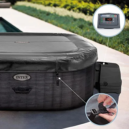 Intex ▫️ 55090 - Spa insuflável para uso exterior e interior para 4 pessoas, dimensões 175 x 175 cm, capacidade de 795 litros, temperatura da água 10 °C – 40 °C, spa insuflável, banheira 4