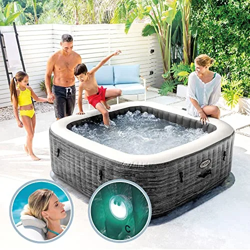 Intex ▫️ 55090 - Spa insuflável para uso exterior e interior para 4 pessoas, dimensões 175 x 175 cm, capacidade de 795 litros, temperatura da água 10 °C – 40 °C, spa insuflável, banheira 6