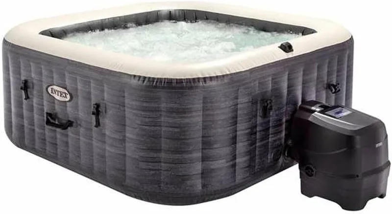 Intex ▫️ 55090 - Spa insuflável para uso exterior e interior para 4 pessoas, dimensões 175 x 175 cm, capacidade de 795 litros, temperatura da água 10 °C – 40 °C, spa insuflável, banheira