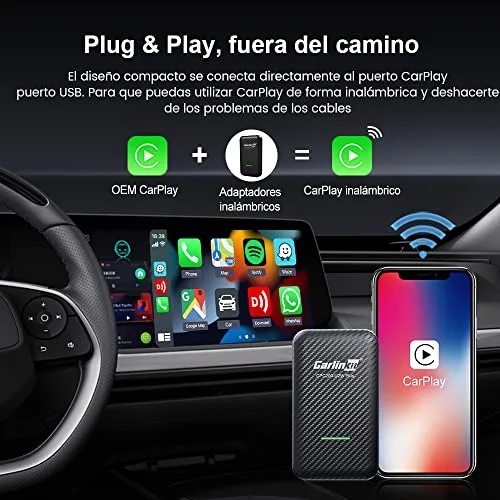 Carlinkit ▫️ Adaptador sem fios 3.0 para CarPlay, compatível com Audi/Porsche/Volvo/Mercedes/VW/KIA/Hyundai, configuração de dois cabos 3