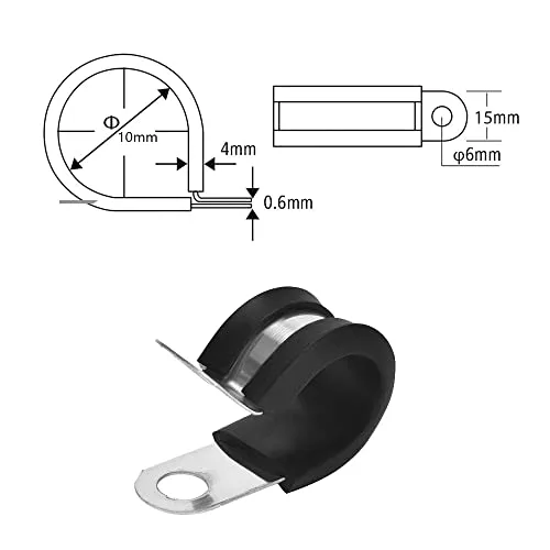 MZMing ▫️ 24 unidades de braçadeiras para tubos de 10 mm com inserção de borracha P Clips 2