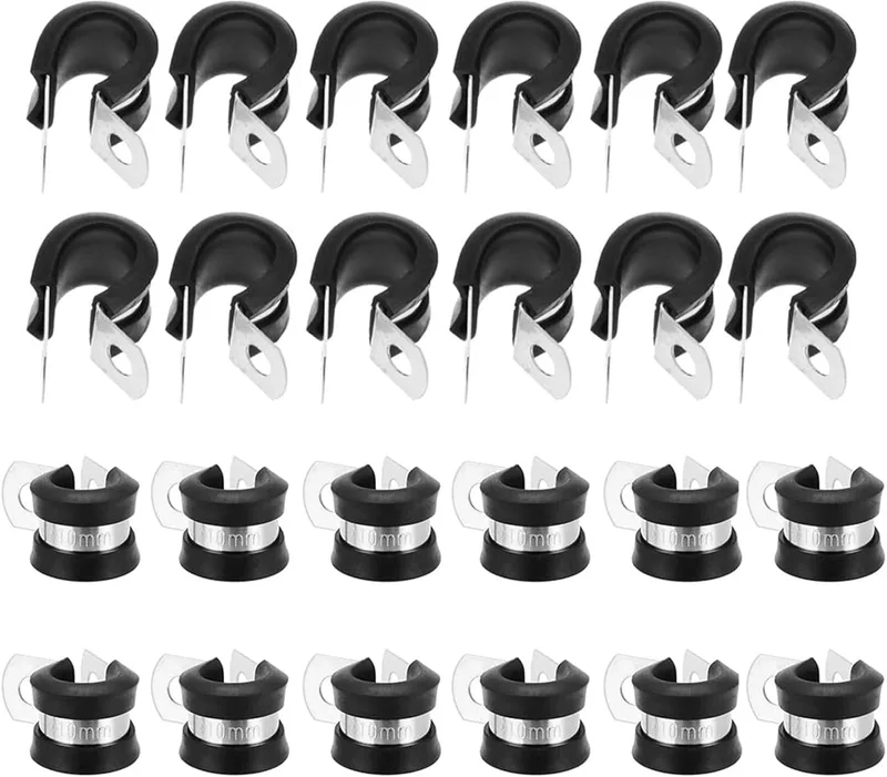 MZMing ▫️ 24 unidades de braçadeiras para tubos de 10 mm com inserção de borracha P Clips
