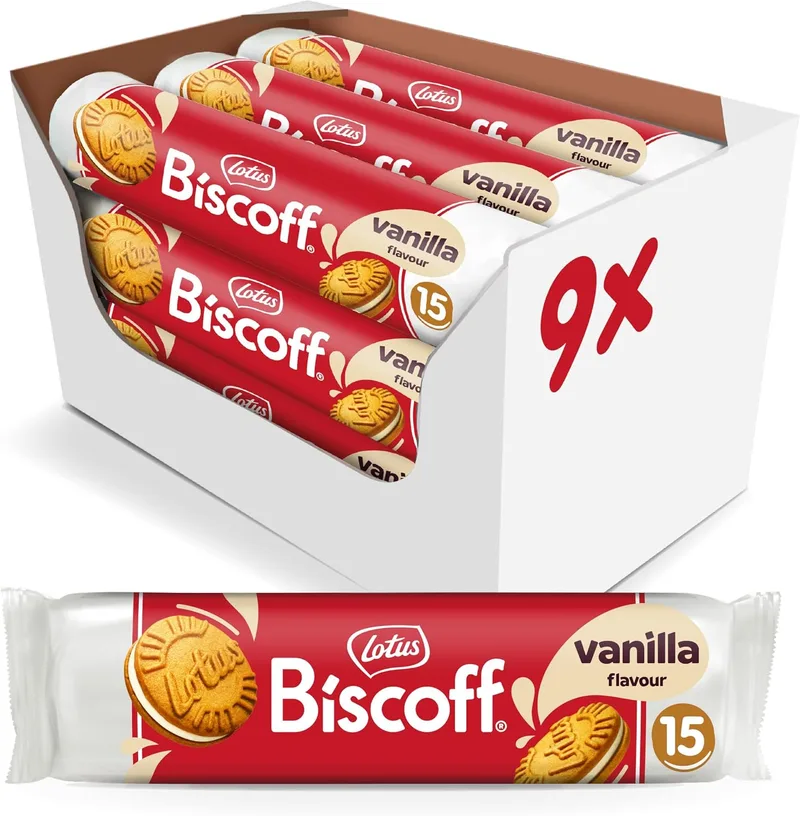 Biscoff ▫️ Bolachas Lotus Recheadas de Baunilha | 9 x 150 g (1,35 kg)