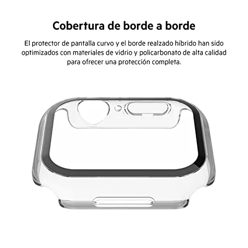 Belkin ▫️ Capa ScreenForce para Apple Watch de 40 mm, 41 mm, Série 8, SE, 7, 6, 5 e 4, com borda elevada e protetor de ecrã TemperedGlass integrado, resistente a riscos e de fácil instalação - Transparente 2