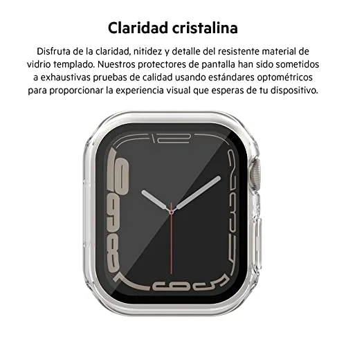 Belkin ▫️ Capa ScreenForce para Apple Watch de 40 mm, 41 mm, Série 8, SE, 7, 6, 5 e 4, com borda elevada e protetor de ecrã TemperedGlass integrado, resistente a riscos e de fácil instalação - Transparente 7