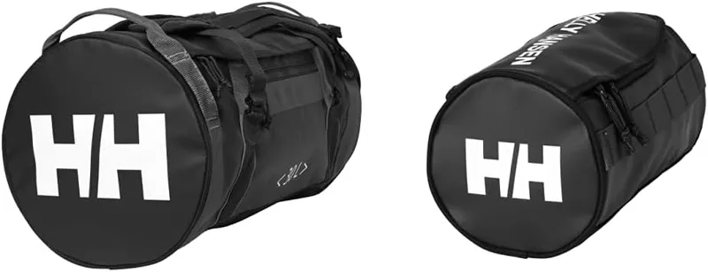 Helly Hansen ▫️ HH Duffel Bag 2 30L Saco de viagem, Unissexo para adultos, Preto + Wash 2 - Saco de lavagem, Tamanho único, Cor preta (990 Preto/Branco Sujo/Bétula)