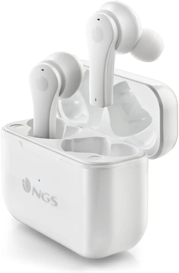 NGS ▫️ ARTICA Bloom White - Auscultadores sem fios compatíveis com as tecnologias Bluetooth e TWS, base de carregamento, 24 horas de autonomia, microfone, controlo tátil.
