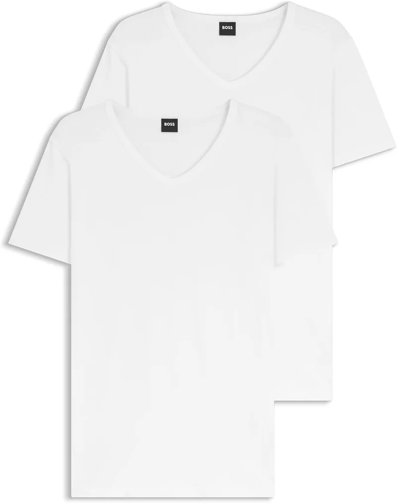 BOSS ▫️ T-Shirt RN 2p Co/El T-Shirt para homem (Conjunto de 2)