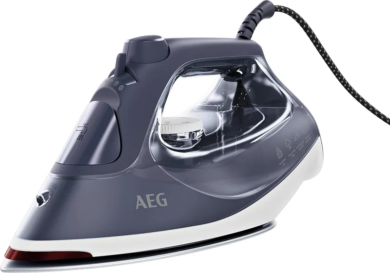 AEG ▫️ SI6-1-2MN Ferro a vapor - 2400 W, jato de vapor de 200 g/min, vapor contínuo de 40 g/min, função antigotejamento e anticalcário, base cerâmica, sensor de desligamento automático, aquecimento rápido, 330 ml, azul