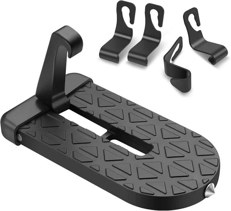 URAQT ▫️ Pedal para porta de carro, 250 kg – Degrau universal para porta de automóvel, escada dobrável em forma de U, liga de alumínio, pedal com gancho dobrável para fácil acesso ao teto e limpeza
