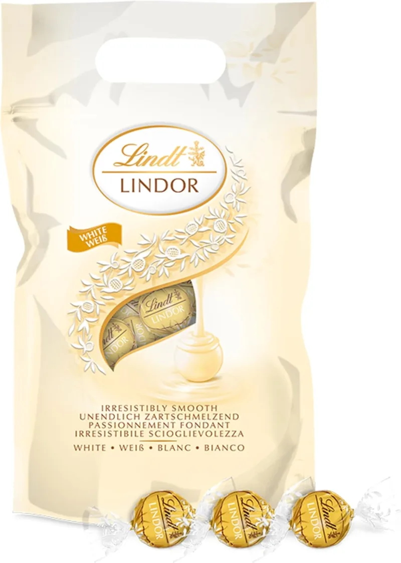 Lindt ▫️ Chocolates LINDOR com recheio de chocolate branco, chocolate cremoso - chocolate para oferecer, para partilhar, aprox. 80 bolas, 1kg