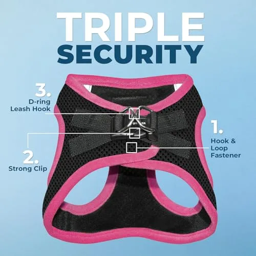 Best Pet Supplies ▫️ Voyager Step-in Air - Arnês em malha para todos os tipos de clima e trela refletora de 5 pés com pega em neoprene, para cães pequenos, médios e grandes, com rebordo preto/rosa, tamanho S 3