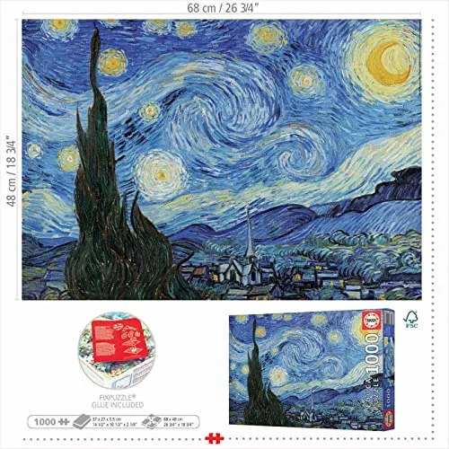 Educa ▫️ Puzzle de 1000 peças para adultos | A Noite Estrelada, Vincent Van Gogh. A partir dos 14 anos (19263) 3