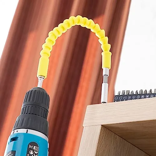 InnovaGoods ▫️ ® extensor magnético flexível para aparafusadora, extensor de broca, ferramentas de bricolage, acessórios para chave de fendas, extensor giratório a 360º, adaptadores de brocas. Cor: Amarelo 4