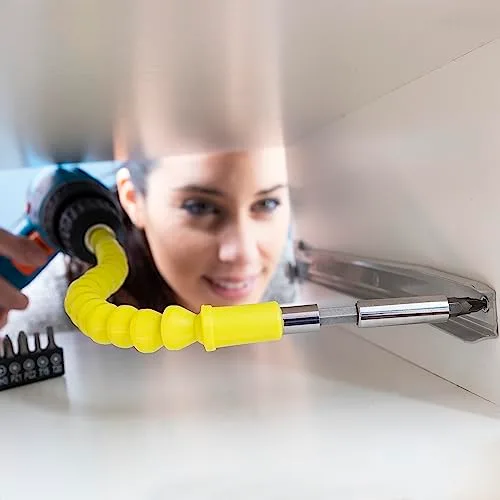 InnovaGoods ▫️ ® extensor magnético flexível para aparafusadora, extensor de broca, ferramentas de bricolage, acessórios para chave de fendas, extensor giratório a 360º, adaptadores de brocas. Cor: Amarelo 6