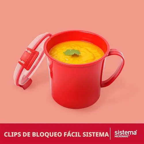 Sistema ▫️ Conjunto de recipientes médios para sopa, adequados para micro-ondas | Recipientes para alimentos adequados para micro-ondas | 656 ml | Sem BPA | Vermelho | 3 unidades 2