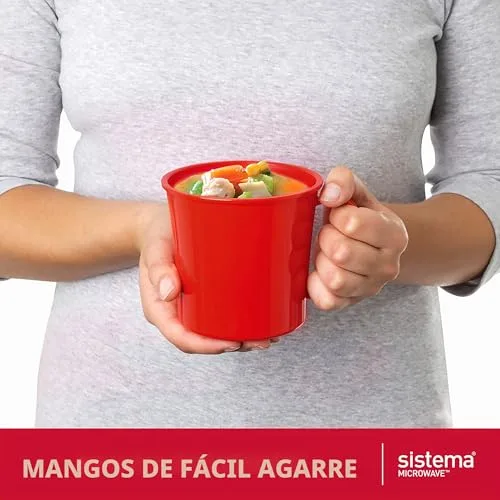 Sistema ▫️ Conjunto de recipientes médios para sopa, adequados para micro-ondas | Recipientes para alimentos adequados para micro-ondas | 656 ml | Sem BPA | Vermelho | 3 unidades 4