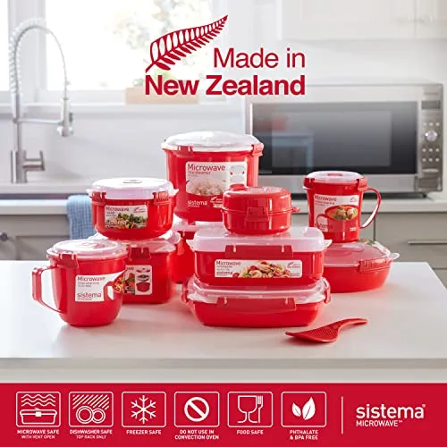 Sistema ▫️ Conjunto de recipientes médios para sopa, adequados para micro-ondas | Recipientes para alimentos adequados para micro-ondas | 656 ml | Sem BPA | Vermelho | 3 unidades 6