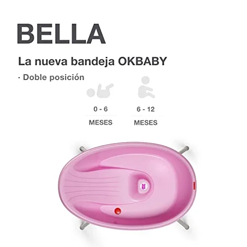 OKBABY ▫️ Kit Bella: banheira com suporte - Ideal para a hora do banho dos 0 aos 12 meses - Rosa 2