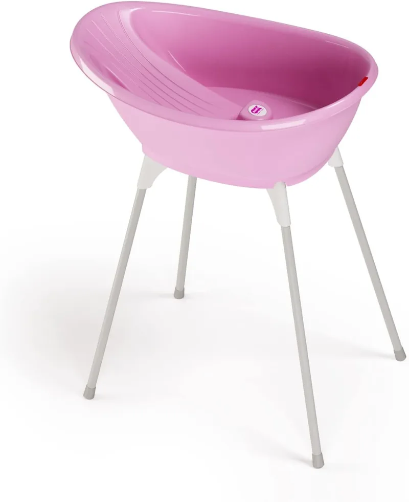 OKBABY ▫️ Kit Bella: banheira com suporte - Ideal para a hora do banho dos 0 aos 12 meses - Rosa