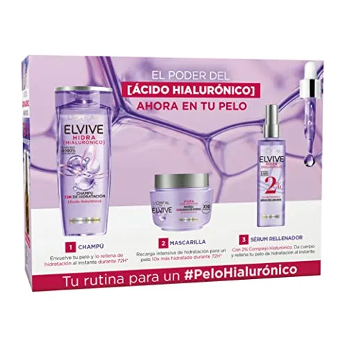 L'Oreal Paris ▫️ L'Oréal Paris Elvive Hidra Hialurónico: Champô, Máscara e Sérum, Conjunto de 3 2