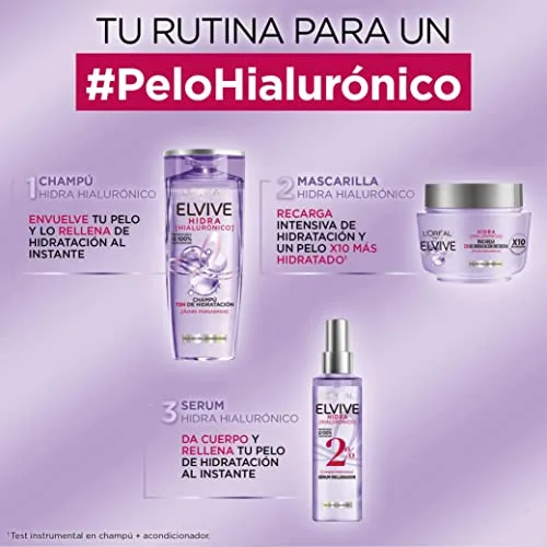 L'Oreal Paris ▫️ L'Oréal Paris Elvive Hidra Hialurónico: Champô, Máscara e Sérum, Conjunto de 3 3