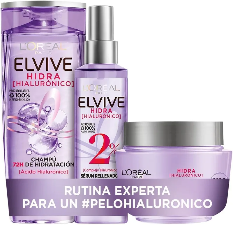L'Oreal Paris ▫️ L'Oréal Paris Elvive Hidra Hialurónico: Champô, Máscara e Sérum, Conjunto de 3