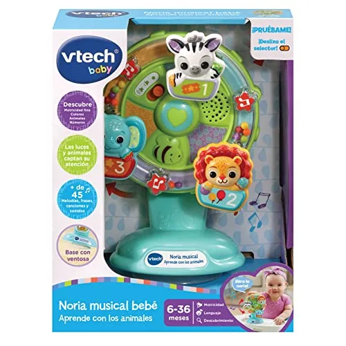 VTech ▫️ Roda Musical para Bebés «Aprende com os Animais», Brinquedo Educativo para a cadeira de alimentação, Presente para bebés a partir dos 6 meses, Inclui ventosa, Versão ESP 4