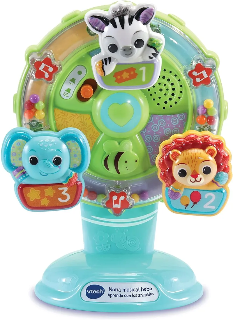 VTech ▫️ Roda Musical para Bebés «Aprende com os Animais», Brinquedo Educativo para a cadeira de alimentação, Presente para bebés a partir dos 6 meses, Inclui ventosa, Versão ESP