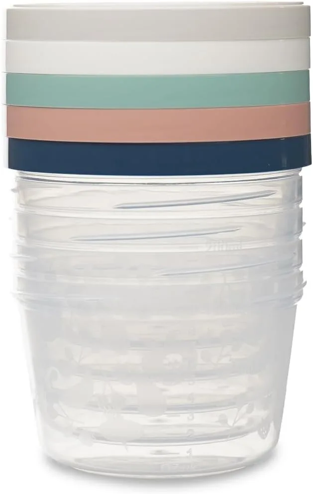 Thermobaby ▫️ 5 caixas de armazenamento de 250 ml, adequadas para micro-ondas, congelador e máquina de lavar louça, herméticas, empilháveis e com marcações de volume, fabricadas em França