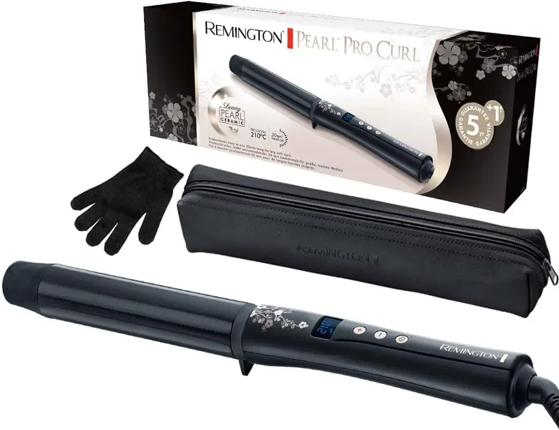 Remington ▫️ Modelador de Cabelo Pearl - Cerâmica Avançada com Pérola, Modelador de Cabelo com cilindro de 32 mm, Cria caracóis grandes e ondas suaves, Temperatura até 210 °C, Digital, Ponta fria - CI9533