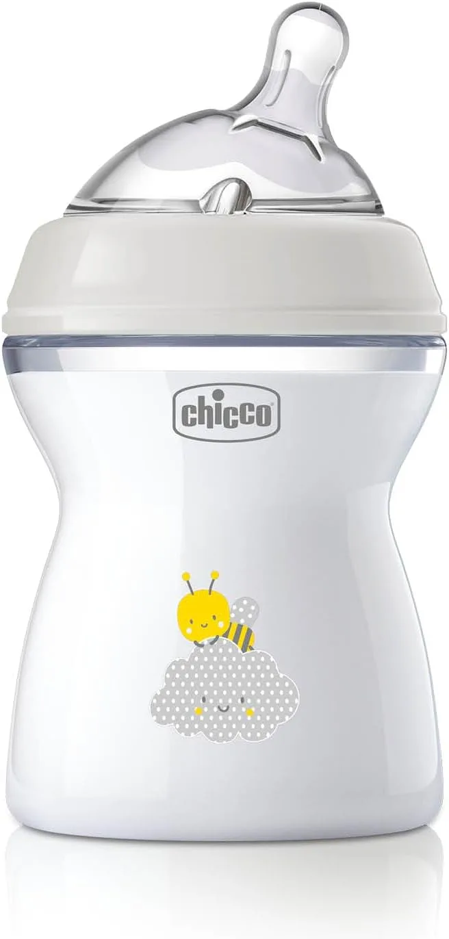 Chicco ▫️ Biberão NaturalFeeling Anti-Colic 2+ Meses, 250 ml, com tetina de silicone macia e válvula anti-cólica dupla, alimentação natural e alimentação mista - Bege