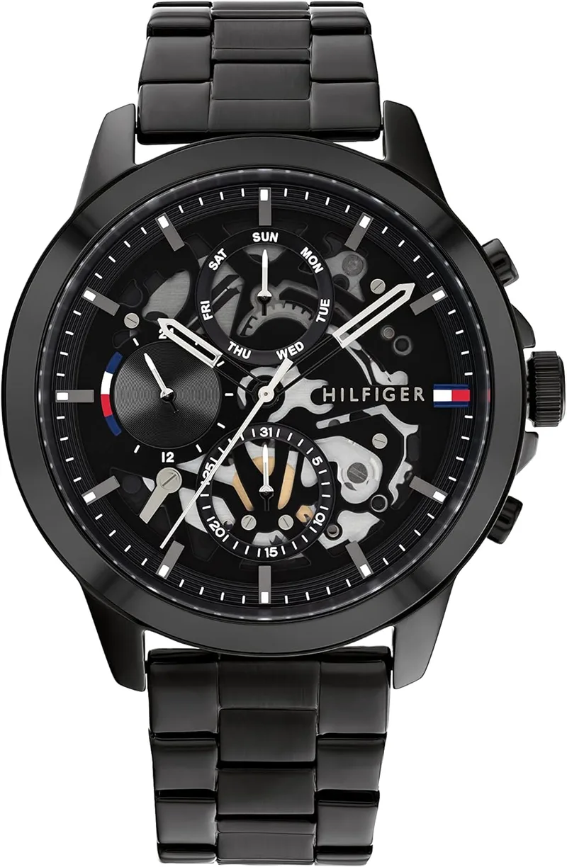 Relógio de quartzo analógico multifunções Tommy Hilfiger para homem com bracelete em aço inoxidável ou em pele