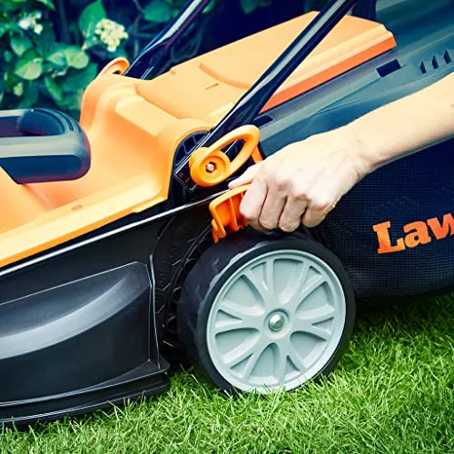 LawnMaster ▫️ Cortador de relva elétrico de 1400 W, 34 cm, cesto de 32 L, 300 m² 3