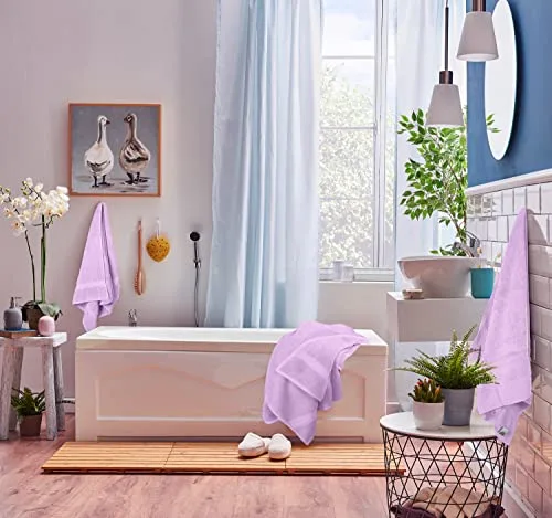 Utopia Towels ▫️ Conjunto de toalhas premium de 8 peças; 2 toalhas de banho, 2 toalhas de mão e 4 toalhinhas - Algodão - Qualidade de hotel, supermacias e altamente absorventes (lavanda) 5