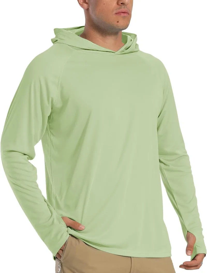 TACVASEN ▫️ Camisolas com capuz para homem T-Shirt Proteção solar UPF 50+ Camisola com capuz de manga comprida Proteção UV