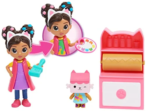 DREAMWORKS GABBY'S DOLLHOUSE ▫️ A CASA DE BONECAS DA Gabby - Estúdio de Arte - Estúdio de Arte da Casa das Bonecas da Gabby com 2 bonecas, 2 acessórios, 1 caixa surpresa e um móvel - 6062025 - Brinquedos para crianças a partir dos 3 anos 4
