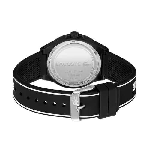Lacoste ▫️ Relógio analógico de quartzo para homem, coleção NEOCROC, com bracelete em silicone preto - 2011185 3
