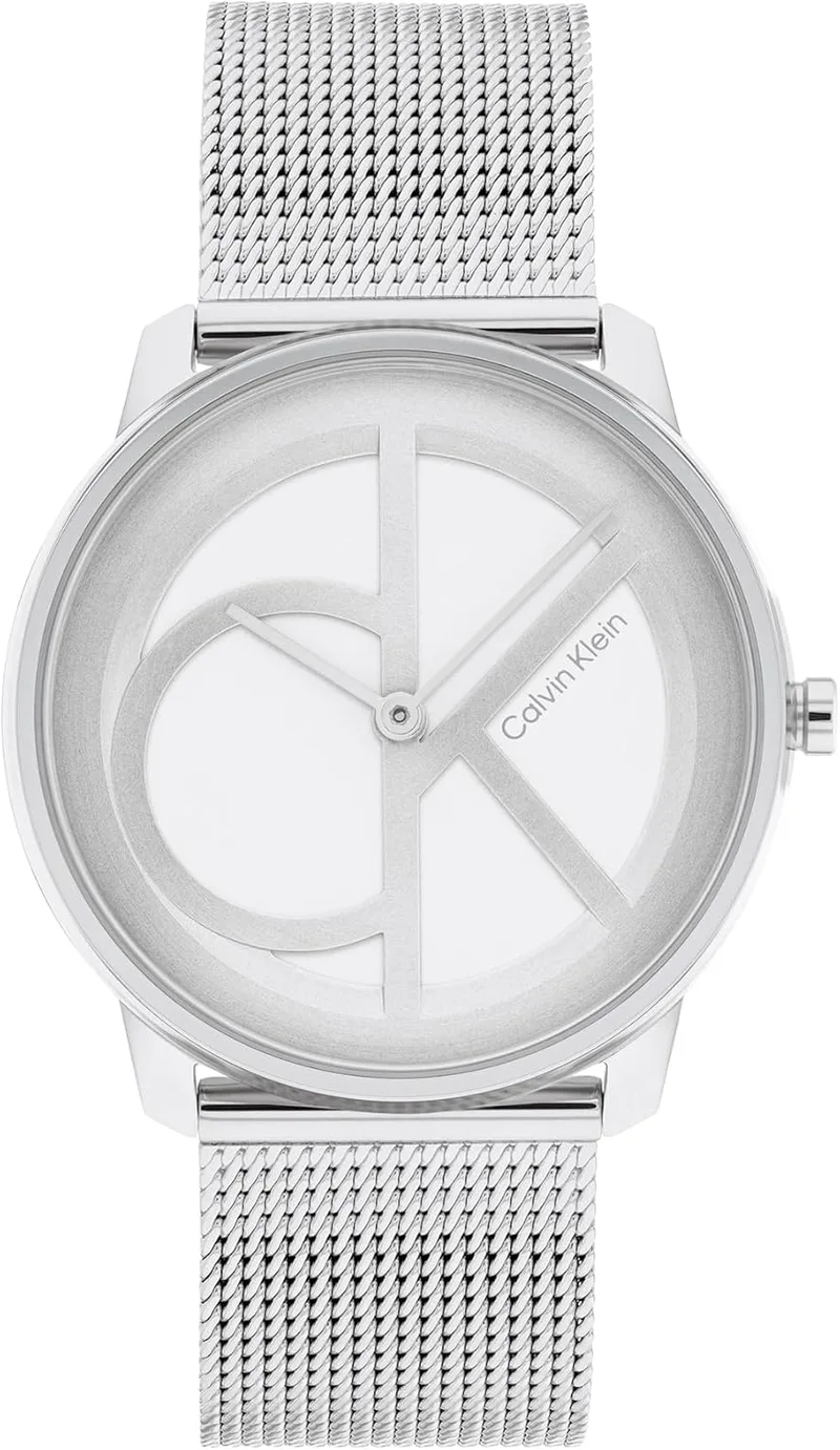 Calvin Klein ▫️ Relógio analógico de quartzo para homem e mulher Iconic Collection Disponível com bracelete de malha ou de elos em aço inoxidável
