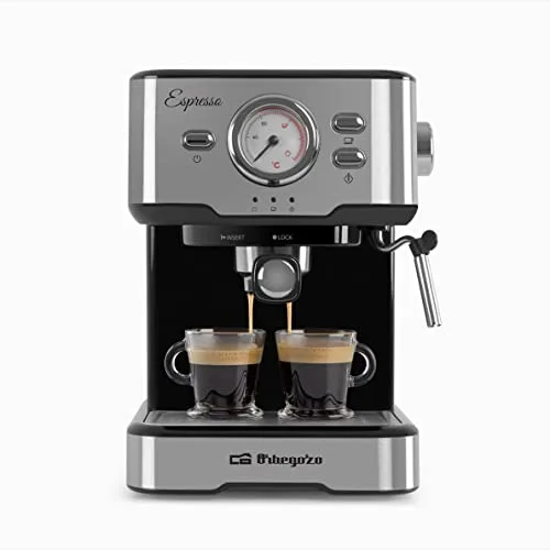 Orbegozo ▫️ EX 5500 - Máquina de café expresso e cappuccino, 20 bar de pressão, termómetro, depósito removível de 1,5 L, vaporizador, 1100 W, aço inoxidável 2